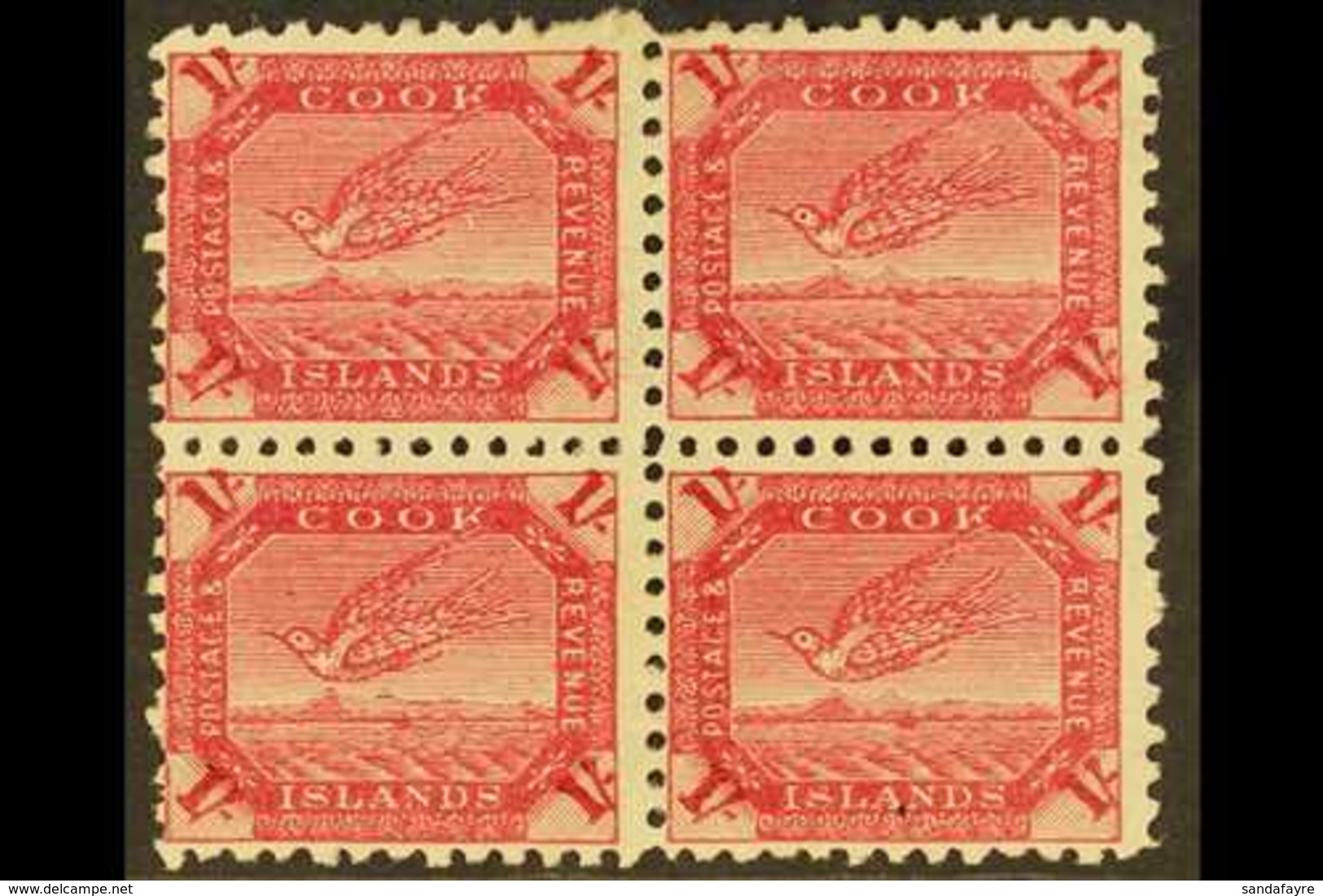 1893-1900  1s Deep Carmine Tern, SG 20a, Fine Mint Block Of Four.  For More Images, Please Visit Http://www.sandafayre.c - Cookinseln