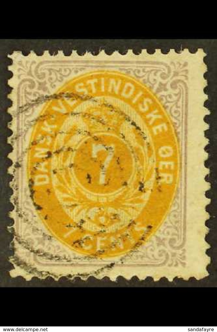 1873-1902  7c Yellow-ochre And Slate Lilac, SG 20, With Neat Target Cancel.  For More Images, Please Visit Http://www.sa - Dänisch-Westindien