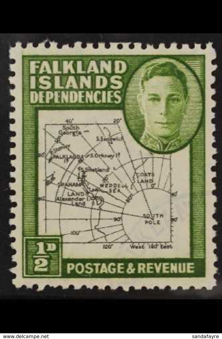 1946-49 VARIETY  ½d Black & Green "Missing I" Variety, SG G1b, Very Fine Used For More Images, Please Visit Http://www.s - Falklandinseln