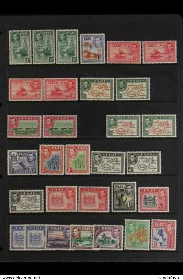 1938-55 NHM PICTORIAL DEFINITIVES.  A Complete Set, SG 249/266b, Plus Most Listed Additional Perf And Die Changes. Never - Fidschi-Inseln (...-1970)