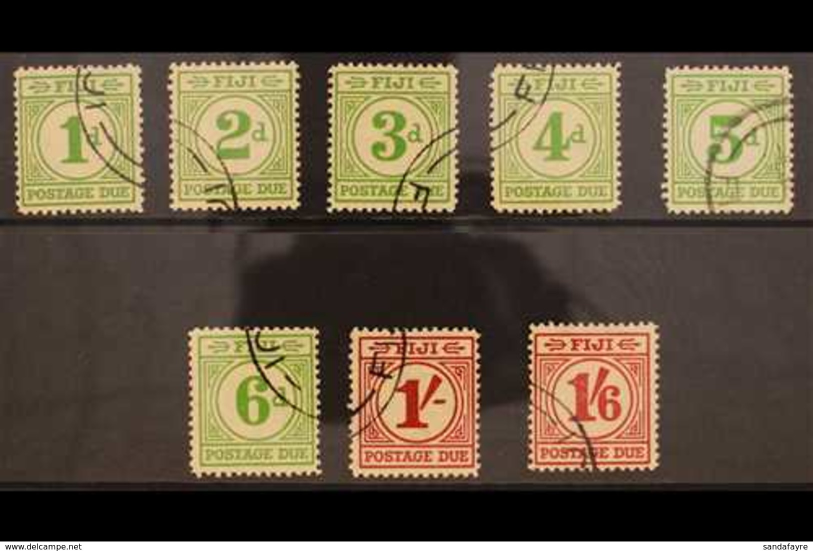 POSTAGE DUES  1940 Emerald And Carmine Set, SG D11/17, Very Fine Used. Cto As Usual, 1s And 1s 6d With RPS Certificates. - Fidschi-Inseln (...-1970)