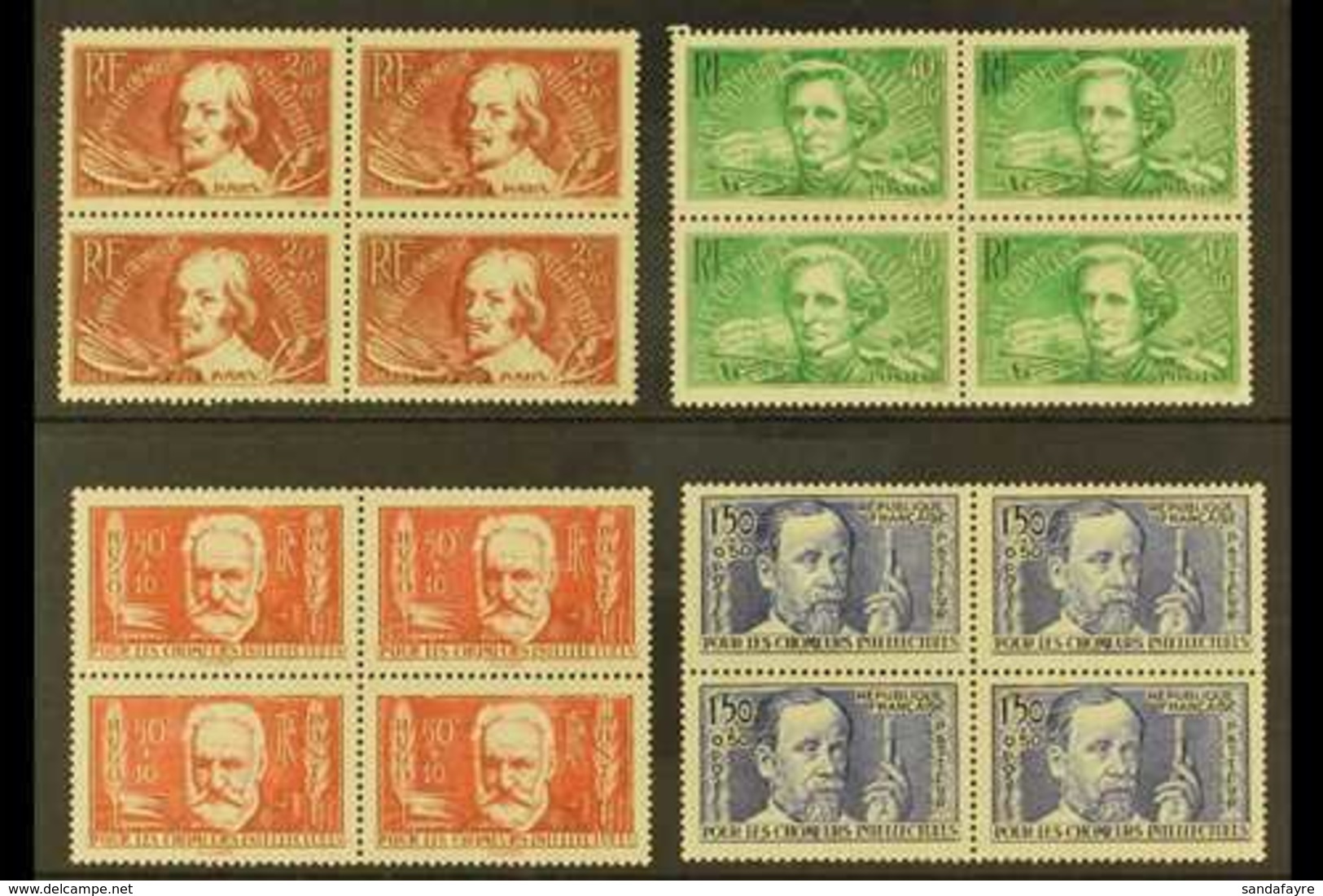 1936  Intellectuals Set, Yv 330/333, Never Hinged Mint Blocks Of 4. Lovely (16 Stamps) For More Images, Please Visit Htt - Sonstige & Ohne Zuordnung