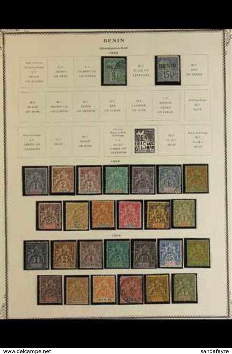 BENIN  1892-94. ALL DIFFERENT SELECTION Presented On A Printed Page, Mint, Used & Unused That Includes 1892 5c Used & 15 - Sonstige & Ohne Zuordnung