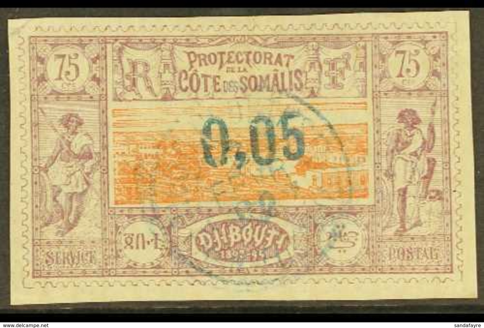 SOMALI COAST  DJIBOUTI 1902 (Jan-Feb) "0,05" On 75c Orange And Mauve, SG 108a, Fine Used. For More Images, Please Visit  - Sonstige & Ohne Zuordnung