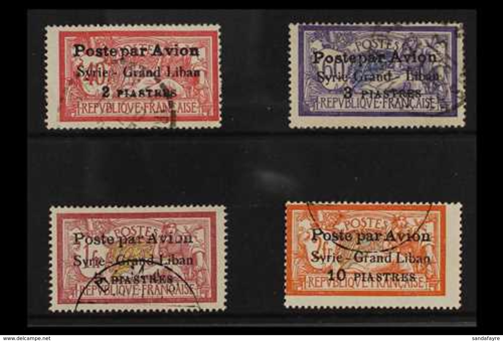 SYRIA  1923. "Syria Grand Liban" Poste Par Avion Overprinted Set, SG 114/117, Fine Used (4 Stamps) For More Images, Plea - Sonstige & Ohne Zuordnung