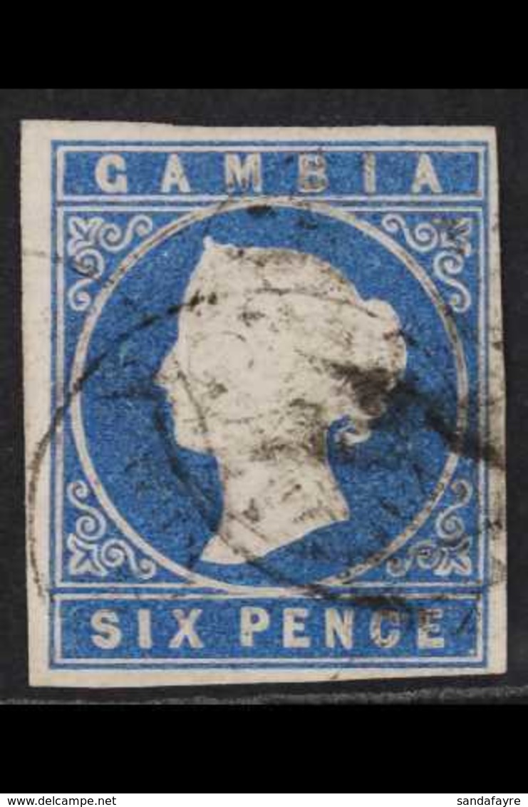 1869-72  6d Blue, No Wmk, Imperf, SG 3a, 4 Clear Margins, Fine Used For More Images, Please Visit Http://www.sandafayre. - Gambia (...-1964)