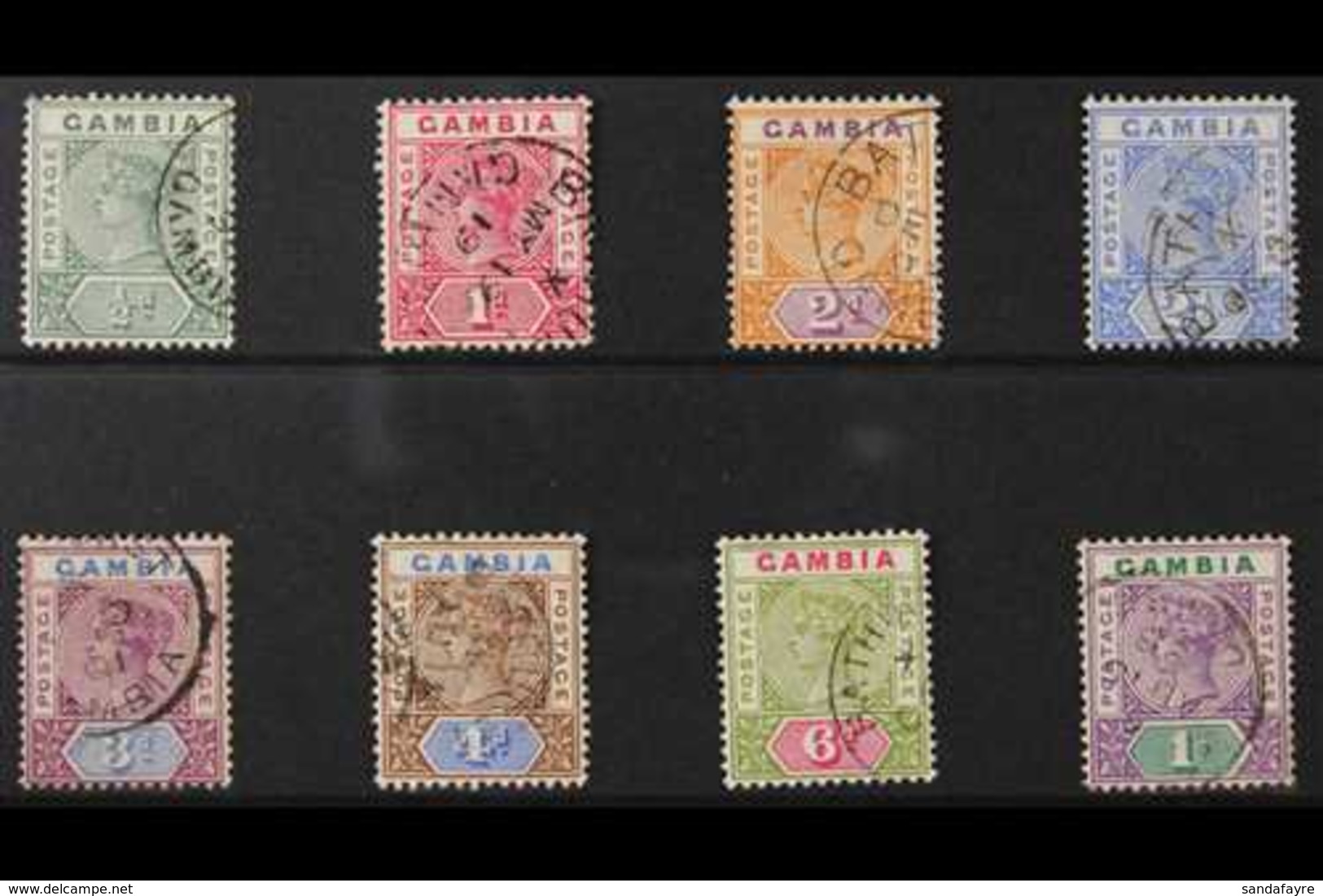 1898-1902  QV "Tablet" Complete Set, SG 37/44, Fine Used (8 Stamps) For More Images, Please Visit Http://www.sandafayre. - Gambia (...-1964)