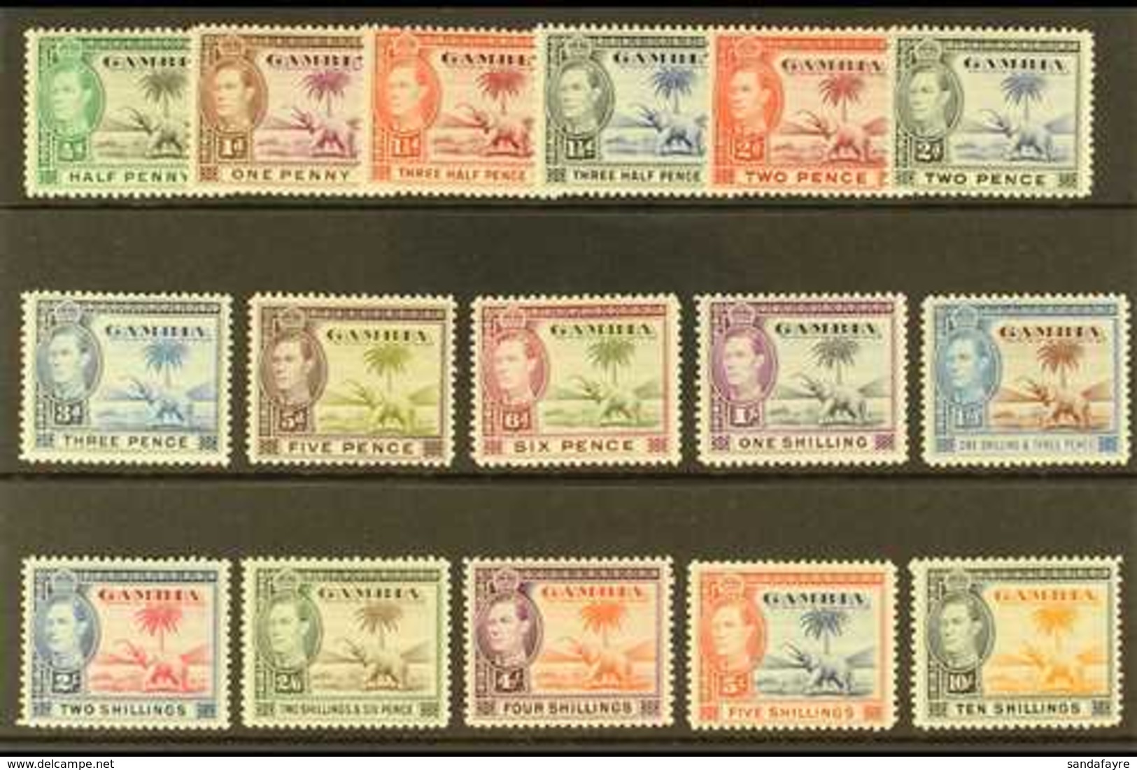 1938-46  Elephant Definitive Set, SG 150/61, Fine Mint (16 Stamps) For More Images, Please Visit Http://www.sandafayre.c - Gambia (...-1964)