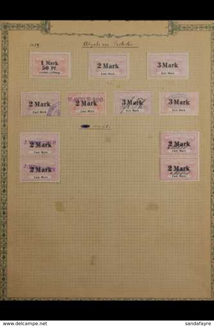 BREMEN  REVENUE - COURT FEE STAMPS 1873 Small Collection On Old Album Leaf. With The Set Of Three (1M50pf, 2M & 3M) MINT - Other & Unclassified