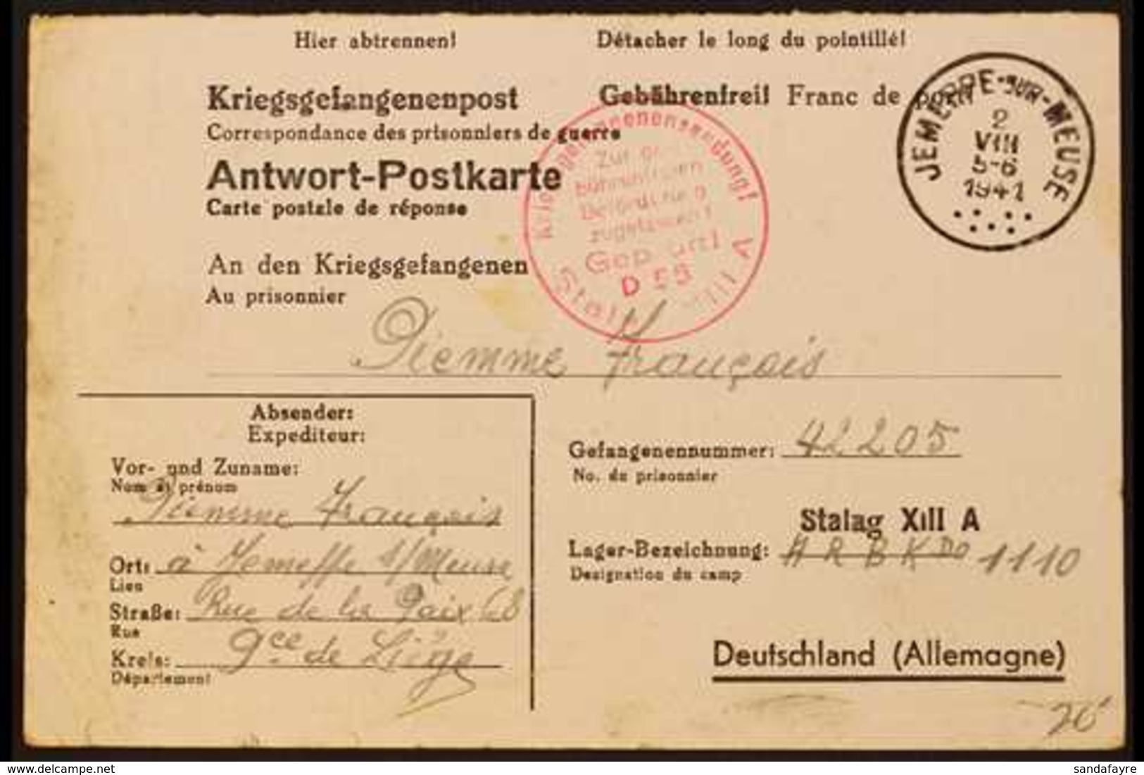 PRISONERS OF WAR MAIL  BELGIUM 1941-1944 Interesting Group Of All Different Printed 'Kriegsgefangenenpost' Stampless Car - Sonstige & Ohne Zuordnung