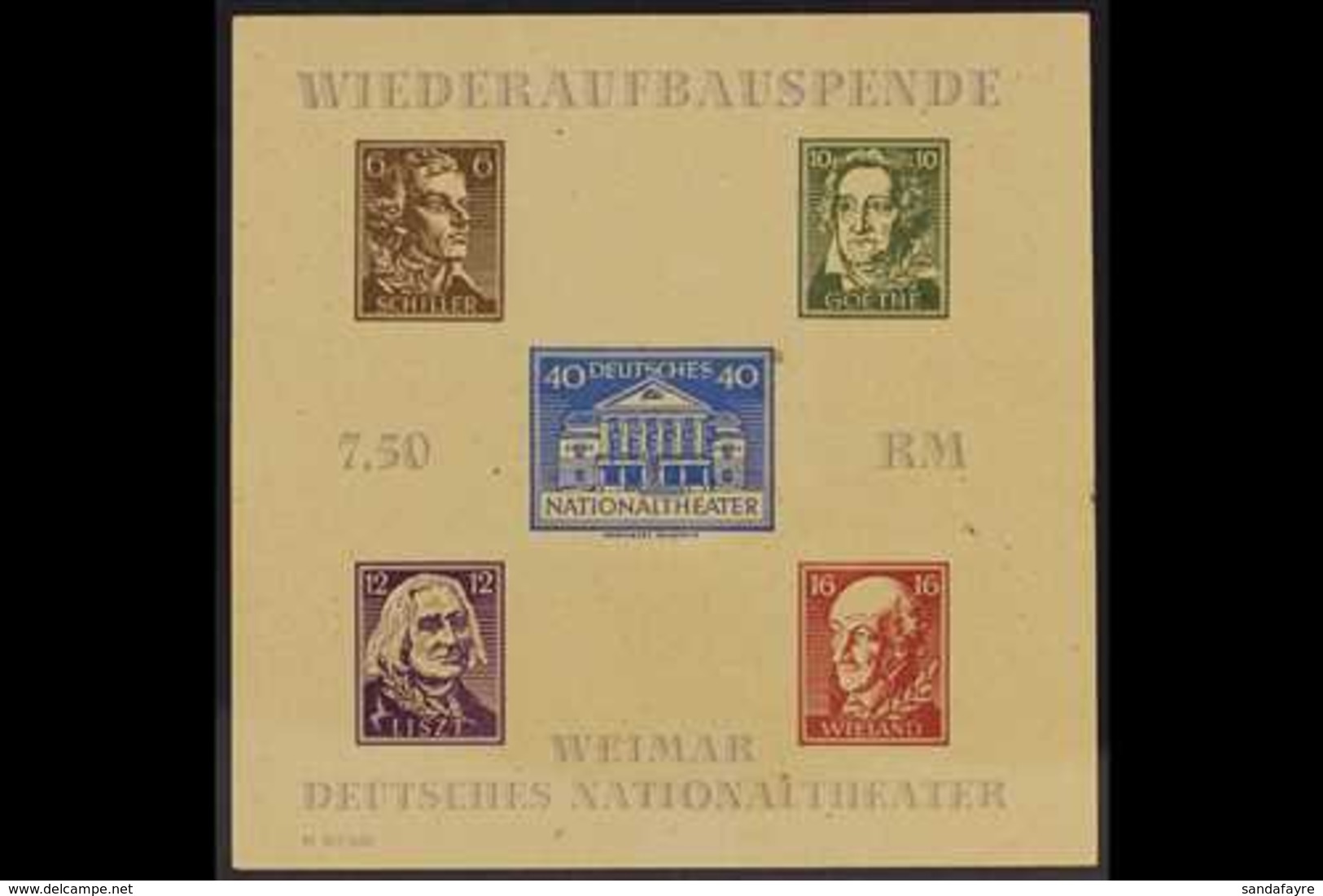 RUSSIAN ZONE  THURINGIA 1946 Theatre Both Imperf (Type X) And Roul (Type V) Miniature Sheets (Michel Blocks 3 AX & 3 Ba, - Sonstige & Ohne Zuordnung