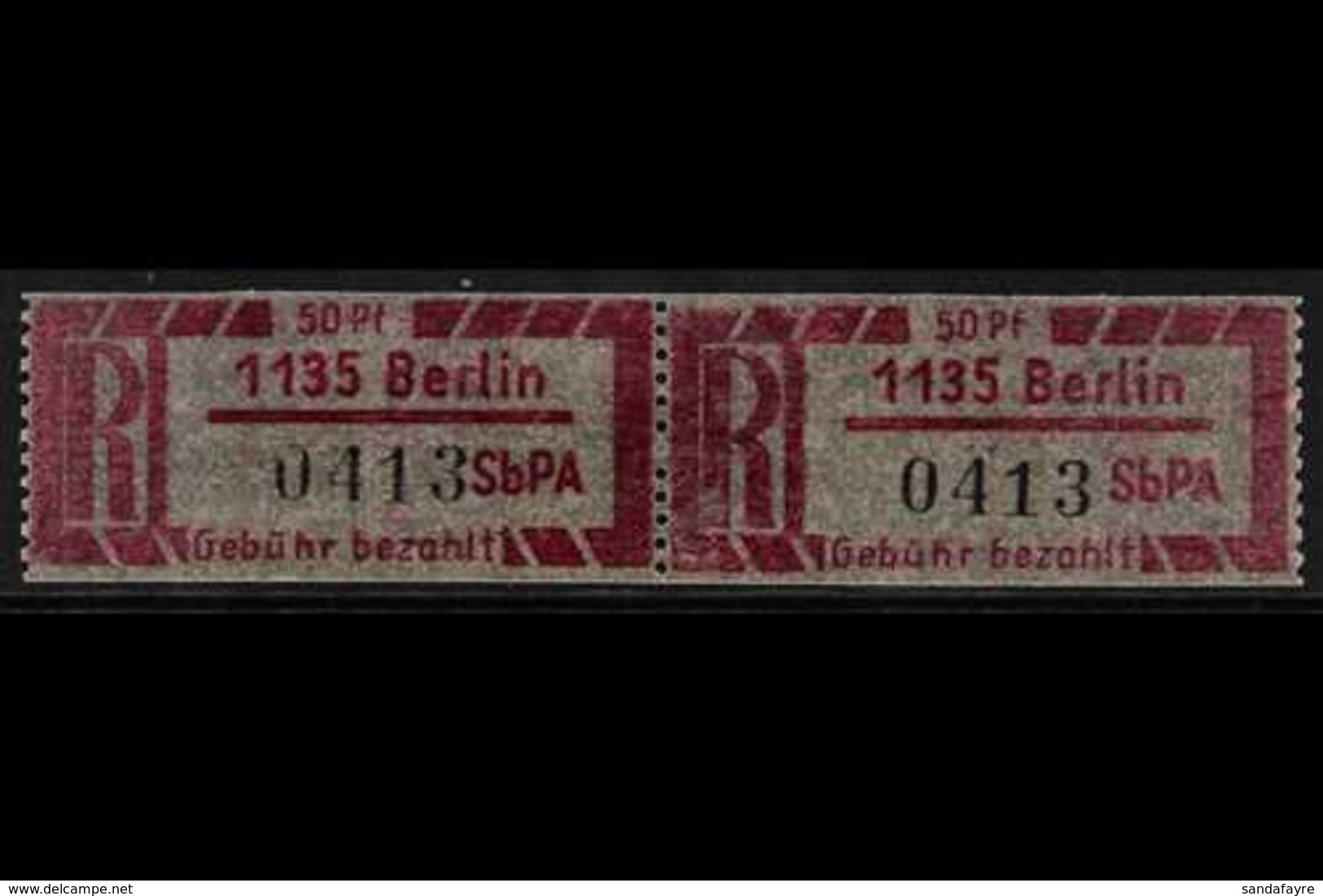 EINSCHREIBEMARKEN (REGISTERED LETTER STAMPS)  1967 50pf Red-carmine On Thin Translucent Pergamin paper Perf 12½ With 113 - Sonstige & Ohne Zuordnung