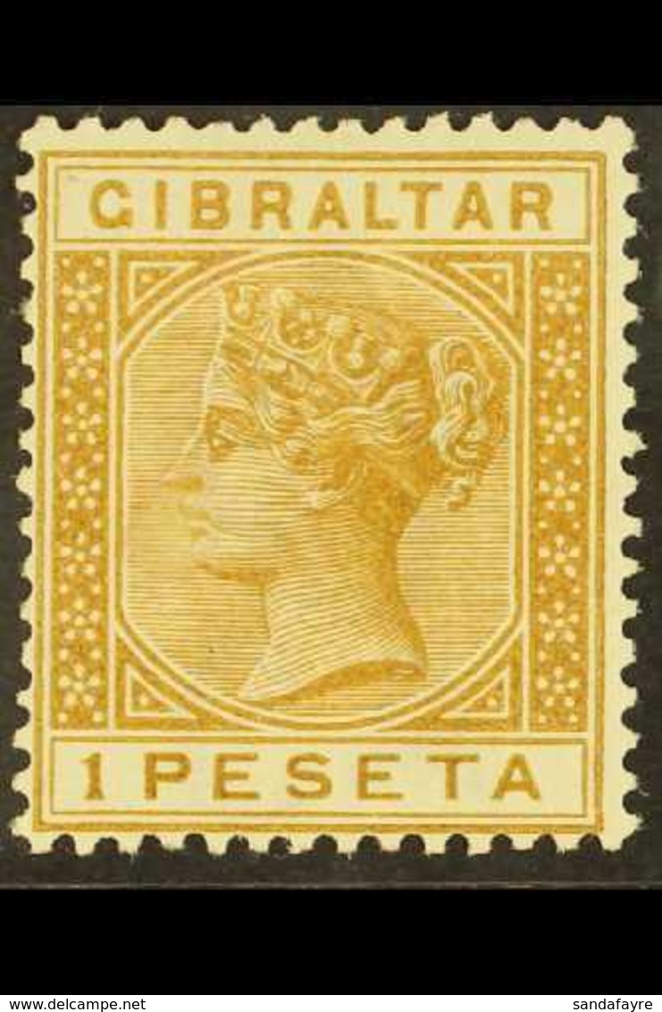 1889-1896  1 Peseta Bistre, SG 30, Fine Mint For More Images, Please Visit Http://www.sandafayre.com/itemdetails.aspx?s= - Gibraltar