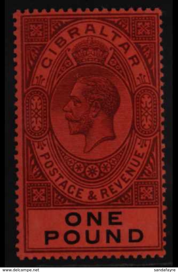 1912  £1 Dull Purple And Black On Red, Wmk MCA, Geo V, SG 85, Very Fine Never Hinged Mint. For More Images, Please Visit - Gibraltar