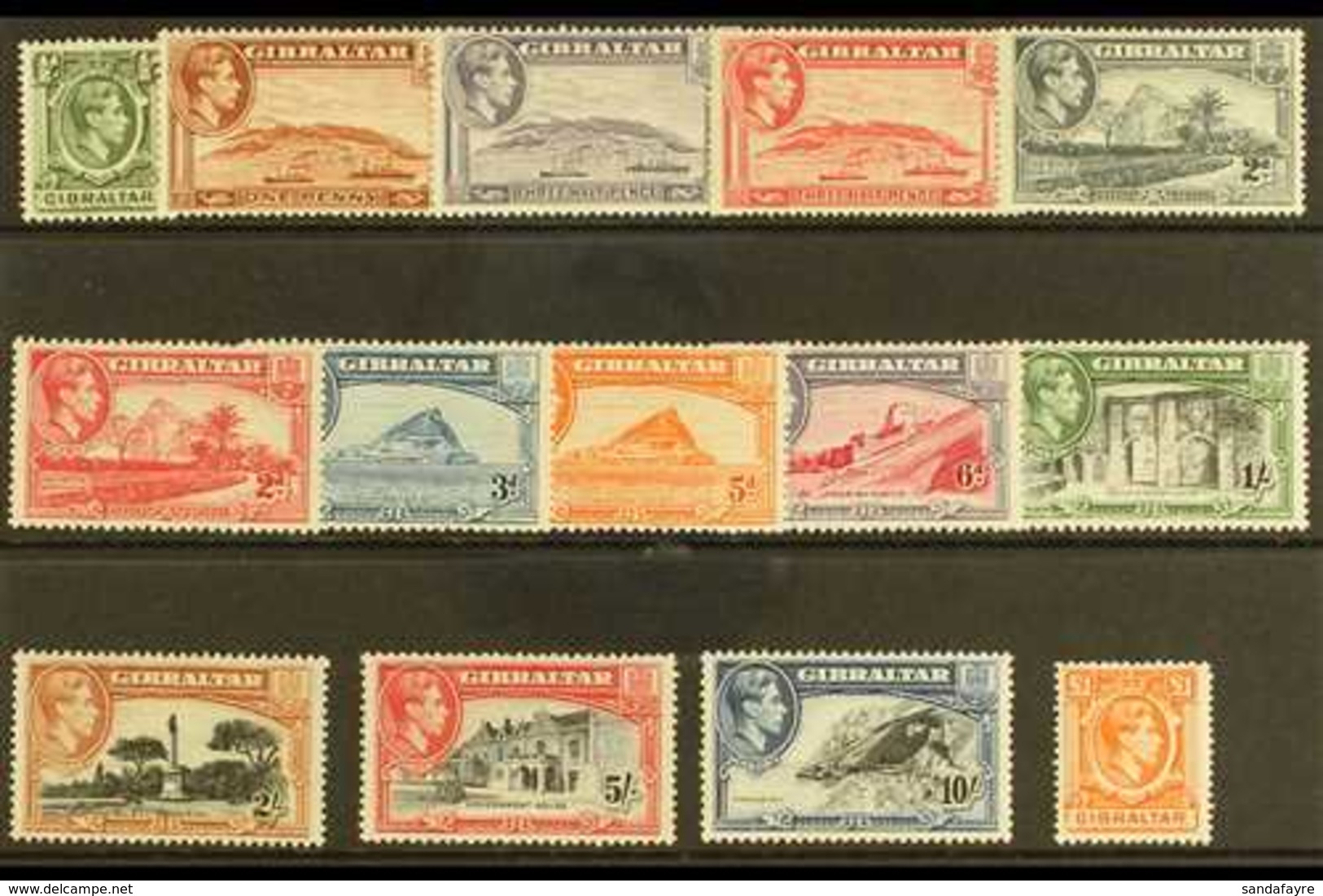 1938-51  Pictorial Definitive Set, SG 121/31, Very Fine Lightly Hinged Mint (14 Stamps) For More Images, Please Visit Ht - Gibraltar