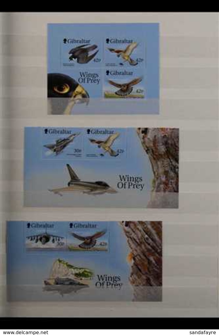 1999-2003 "FLIGHT" ISSUES  1999-2001 "Wings Of Prey" Complete Sets In Singles, Miniature Sheets, And In Sheetlets Of Ten - Gibraltar