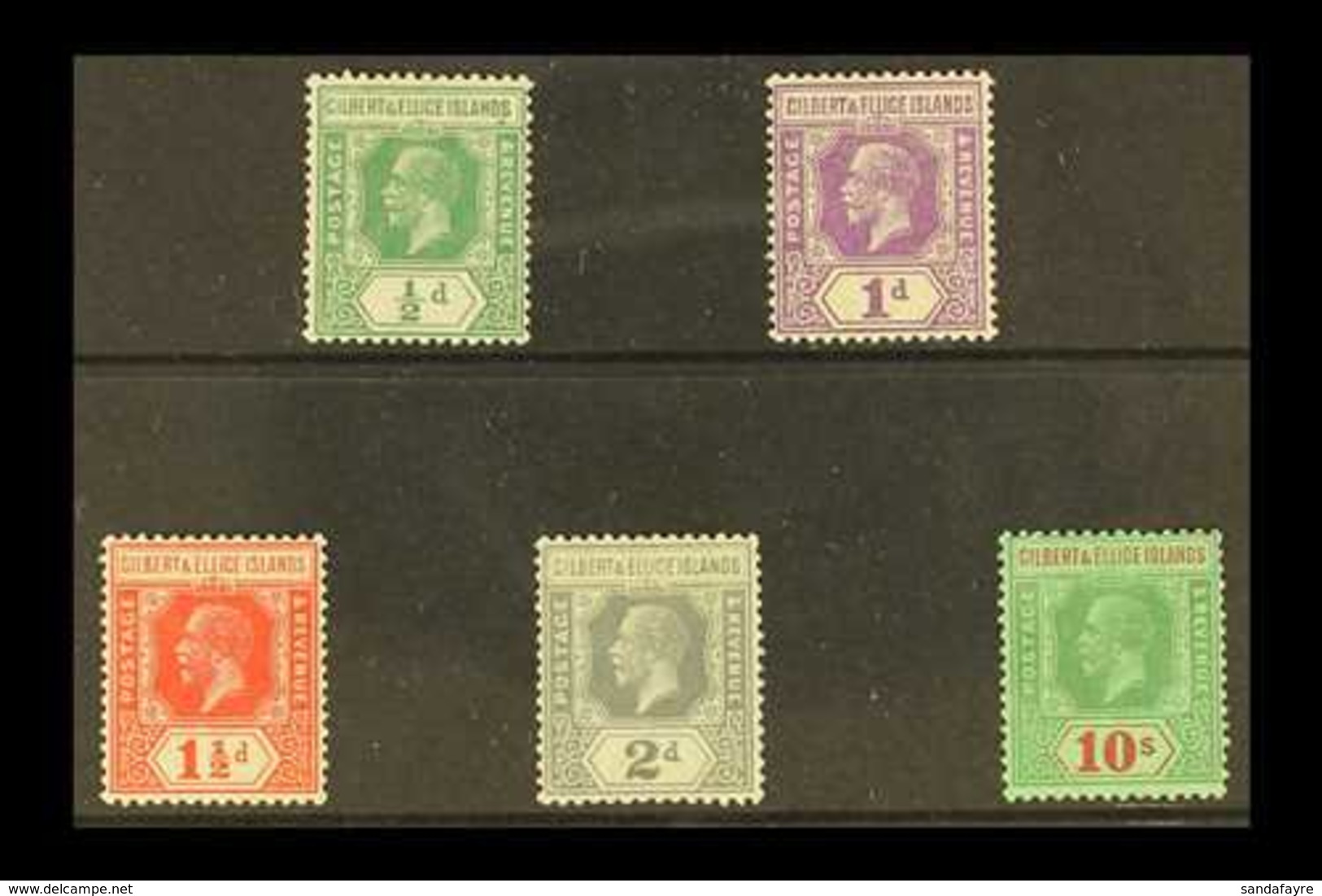 1922-27  KGV Definitives Die II Set, SG 27/35, Fine Mint (5 Stamps) For More Images, Please Visit Http://www.sandafayre. - Gilbert- Und Ellice-Inseln (...-1979)