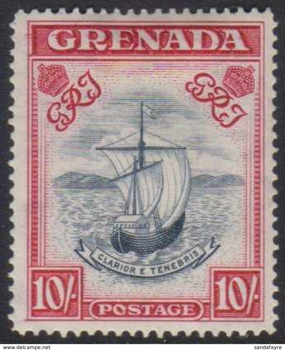 1938-50  10s Slate-blue & Carmine Lake (wide) Perf 14, SG 163d, Very Fine Mint For More Images, Please Visit Http://www. - Grenada (...-1974)