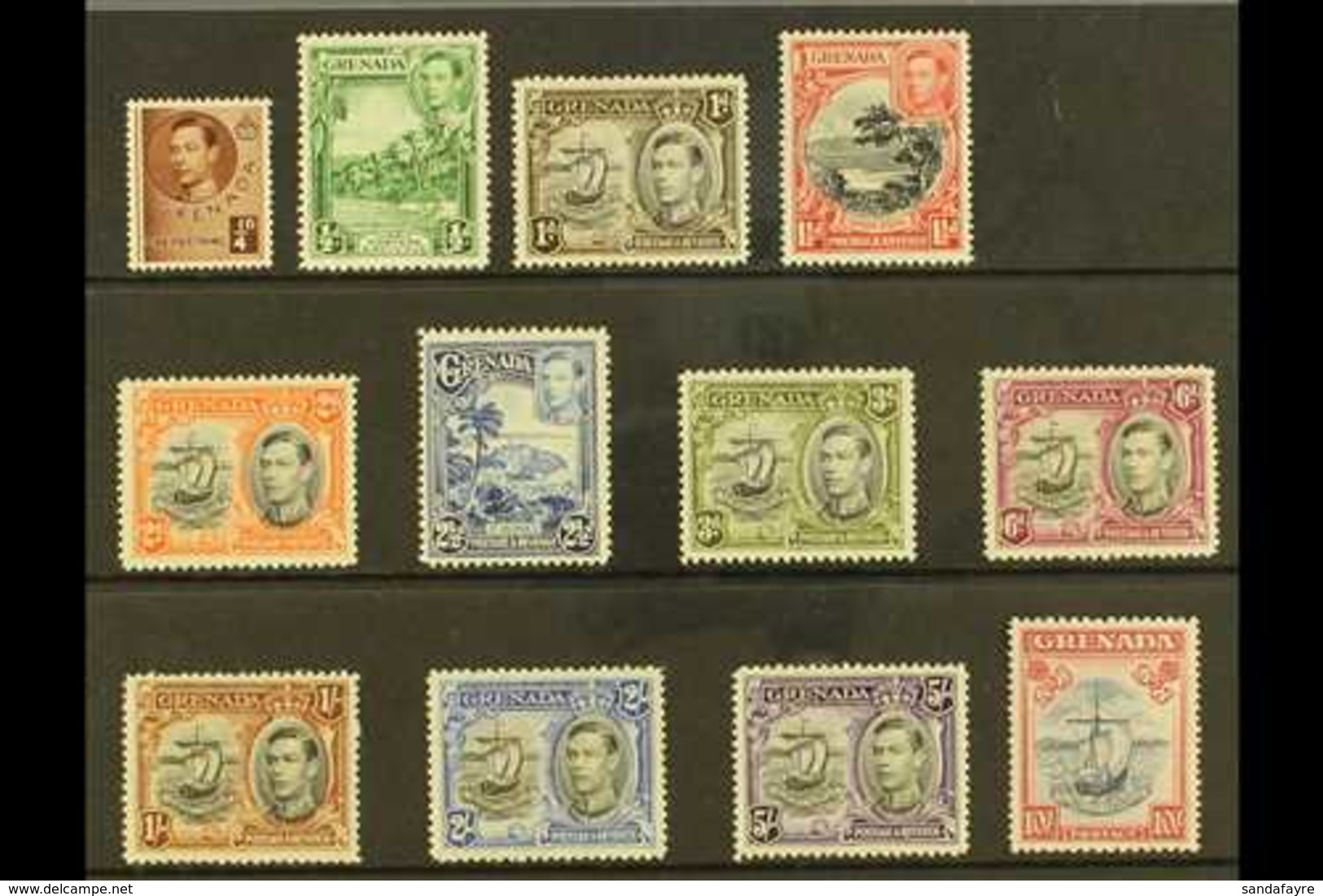 1938-50  KGVI Pictorial Set, SG 152/63e, Fine Mint (12 Stamps) For More Images, Please Visit Http://www.sandafayre.com/i - Grenada (...-1974)