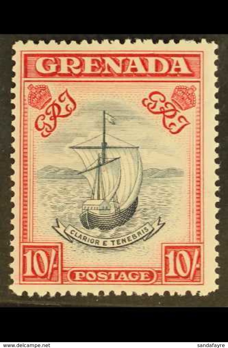 1943  10s. Slate Blue And Bright Carmine (narrow Perf. 14, SG 163b, Fine Never Hinged Mint. For More Images, Please Visi - Grenada (...-1974)