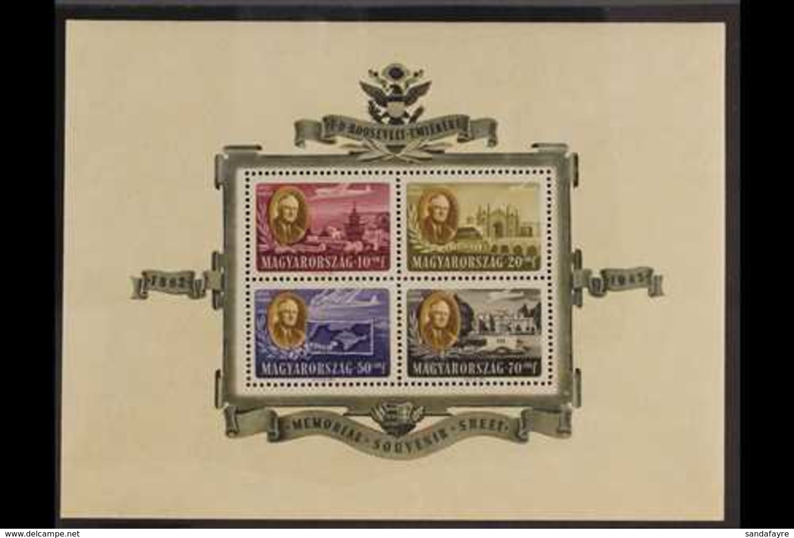 1947  Roosevelt Miniature Sheet, Mi Block 10, (and As Scott CB1/1C, Never Hinged Mint For More Images, Please Visit Http - Sonstige & Ohne Zuordnung
