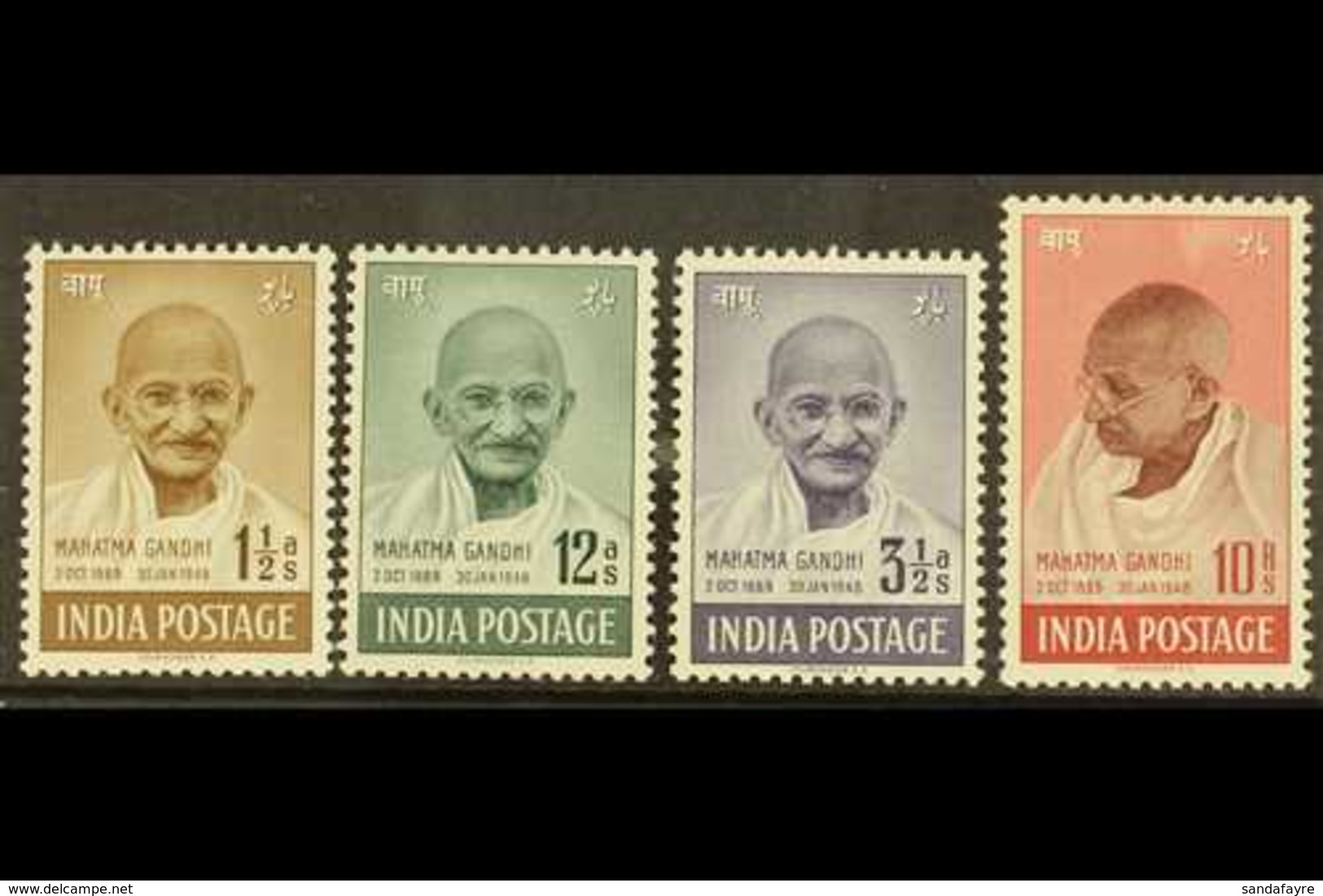 1948  Gandhi Complete Set, SG 305/08, Never Hinged Mint, 10r With Minor Rub, Fresh. (4 Stamps) For More Images, Please V - Sonstige & Ohne Zuordnung