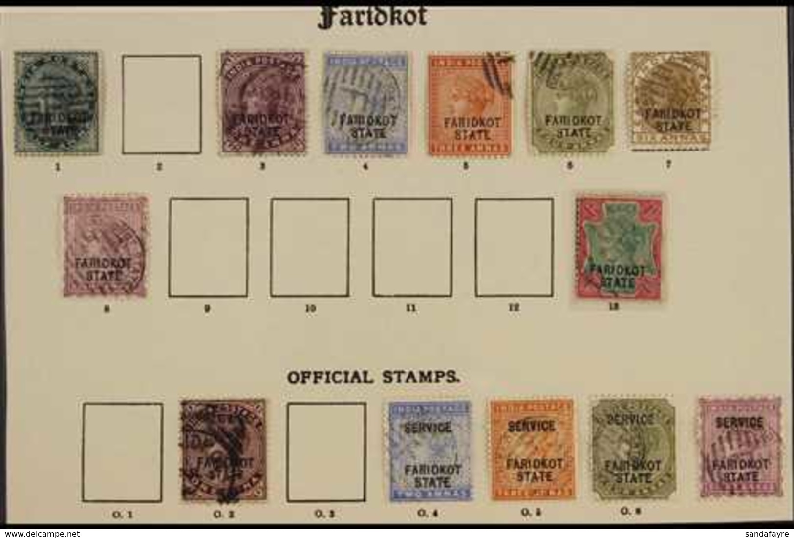 FARIDKOT  1887-1900 FINE USED SELECTION, All Different, Includes 1887-1900 Set To 8a & 1r And Officials 1887-98 Vals To  - Andere & Zonder Classificatie