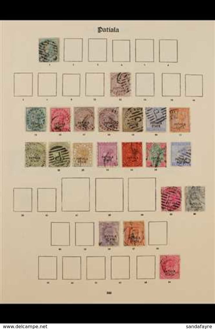 PATIALA  1884-1935 FINE USED COLLECTION On Leaves, Virtually All Different, Includes 1891-96 Set To 1r, Officials 1884 S - Sonstige & Ohne Zuordnung