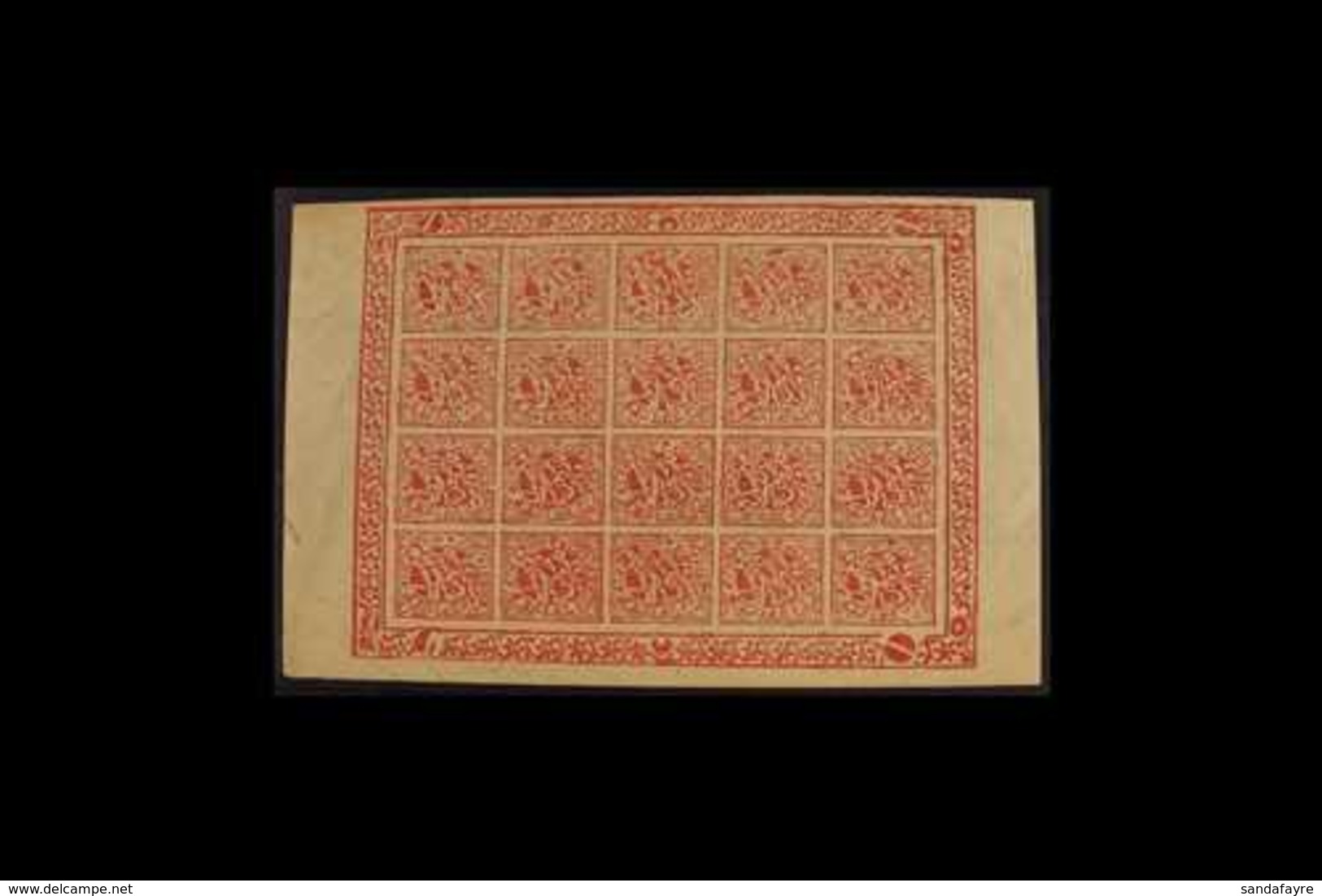 JAMMU & KASHMIR  1883-94 2a Red Brighton Forgery (as SG 152), Unused No Gum As Issued COMPLETE SHEET Of 20, Some Corner  - Sonstige & Ohne Zuordnung