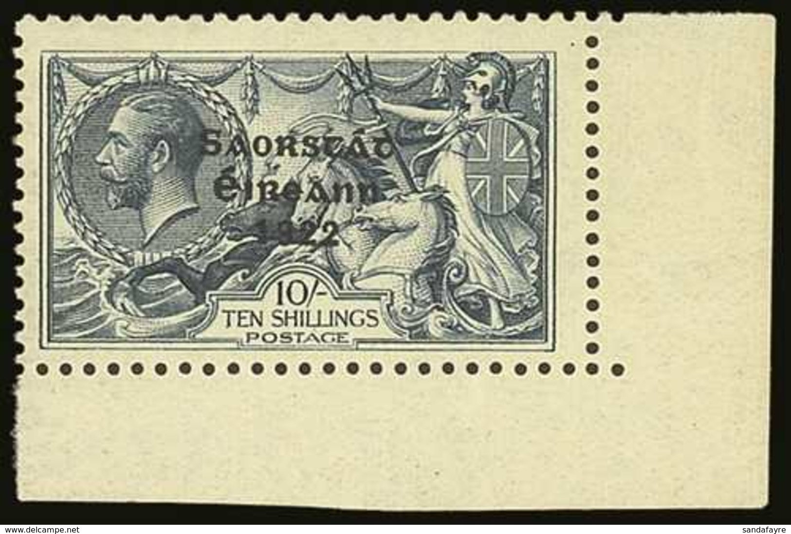 1922-23  10s Dull Grey-blue, SG 66, Never Hinged Mint From The Lower- Right Corner Of The Sheet. For More Images, Please - Sonstige & Ohne Zuordnung