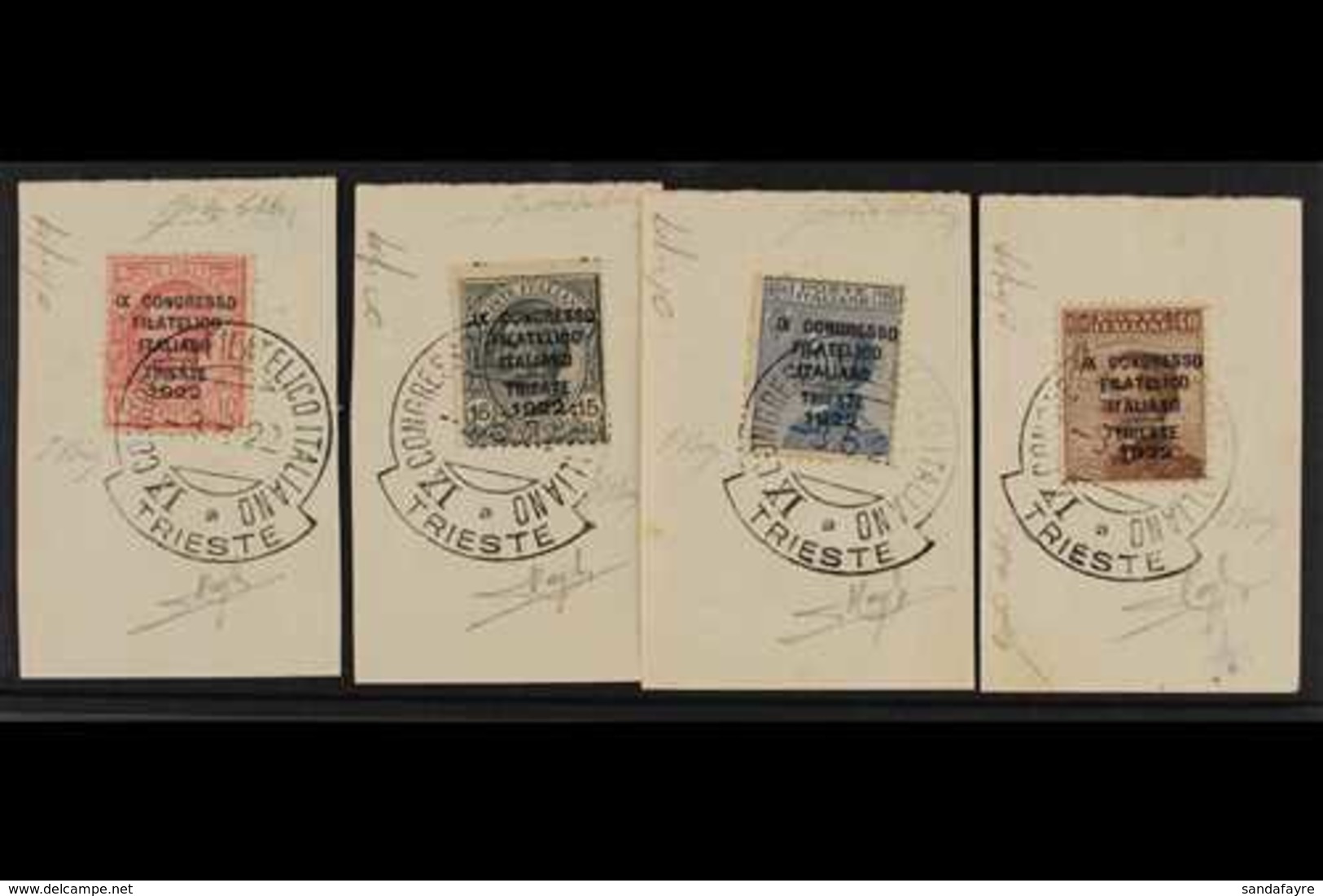 1922  9th Philatelic Congress Set Complete, Sass S22, Very Fine Used. Each Stamp Tied On Piece By The Congress Special C - Ohne Zuordnung