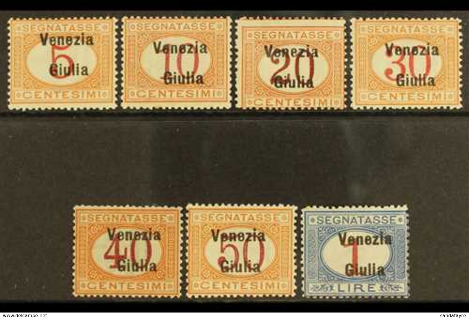 VENEZIA GIULIA  POSTAGE DUES 1918 Overprint Set Complete, Sass S4, Very Fine Mint. Cat €1000 (£760) Rare Set. (7 Stamps) - Ohne Zuordnung