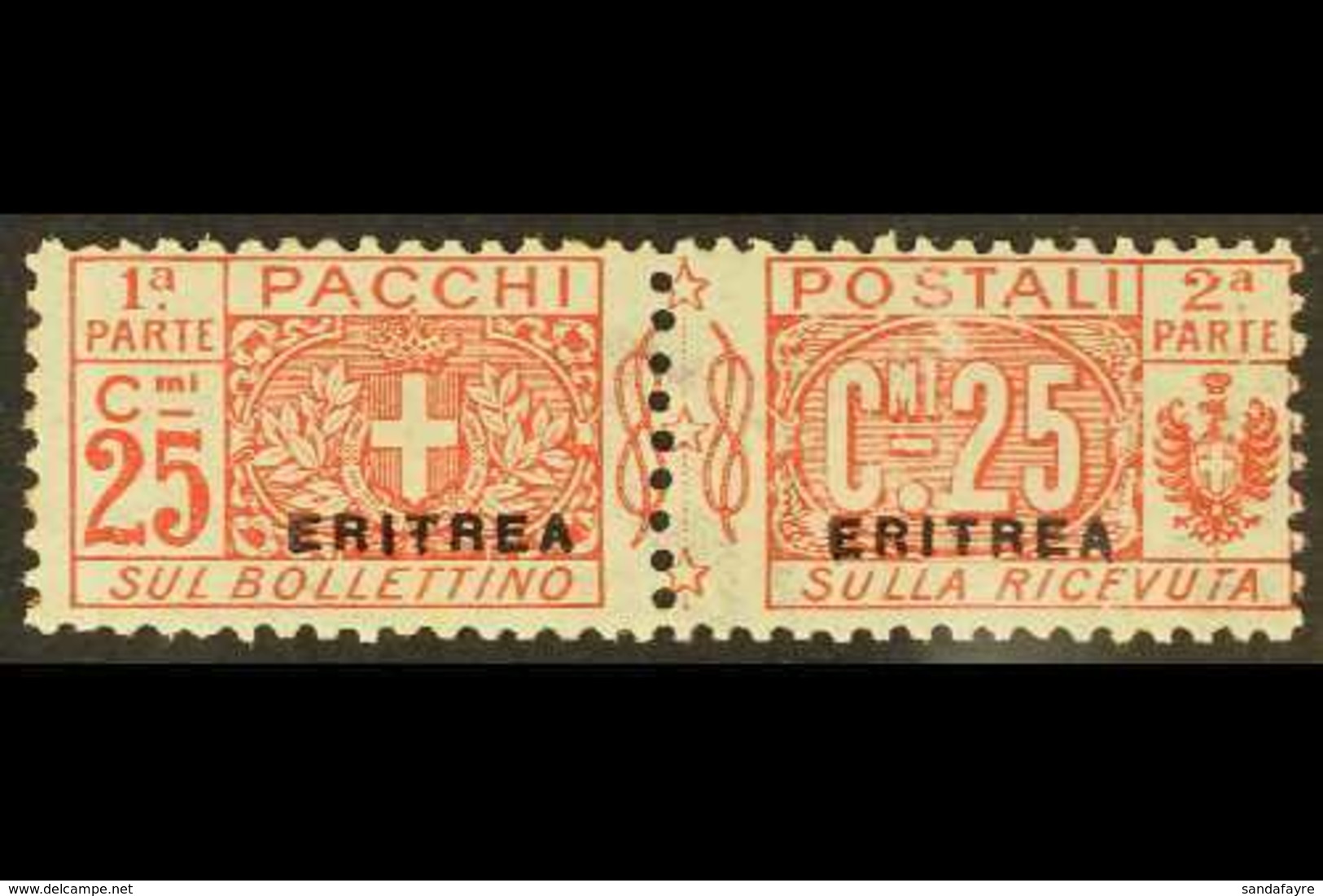 ERITREA  POSTAGE DUES 1916 25c Red, "Small" Overprint, Sass 3, Very Fine Mint. For More Images, Please Visit Http://www. - Sonstige & Ohne Zuordnung