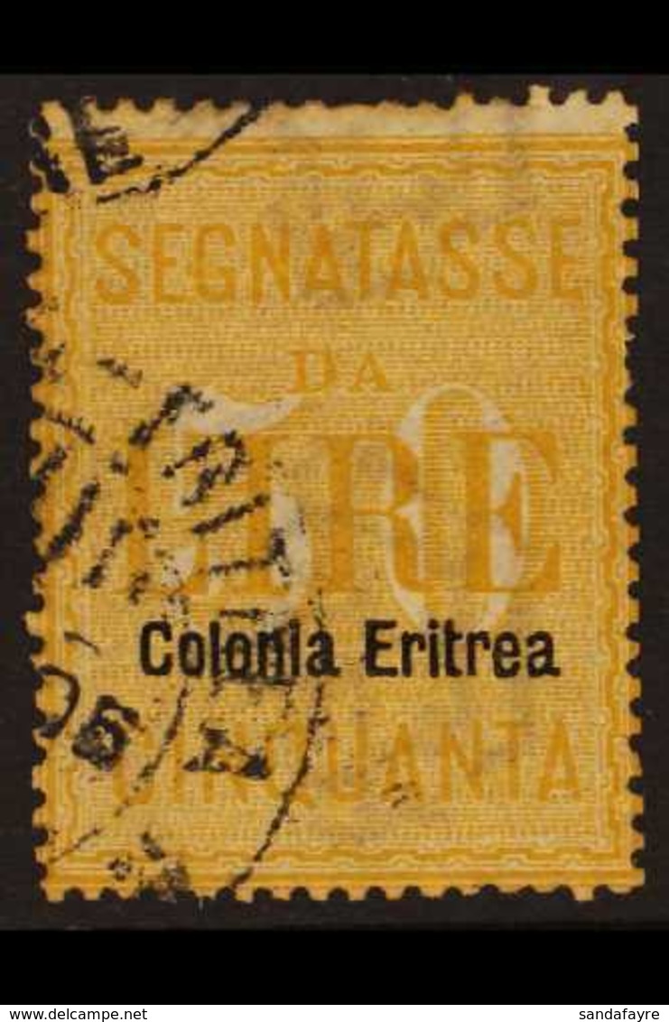 ERITREA  POSTAGE DUE 1903 50L Yellow (Sass 12, SG D41) Cds Used. For More Images, Please Visit Http://www.sandafayre.com - Sonstige & Ohne Zuordnung