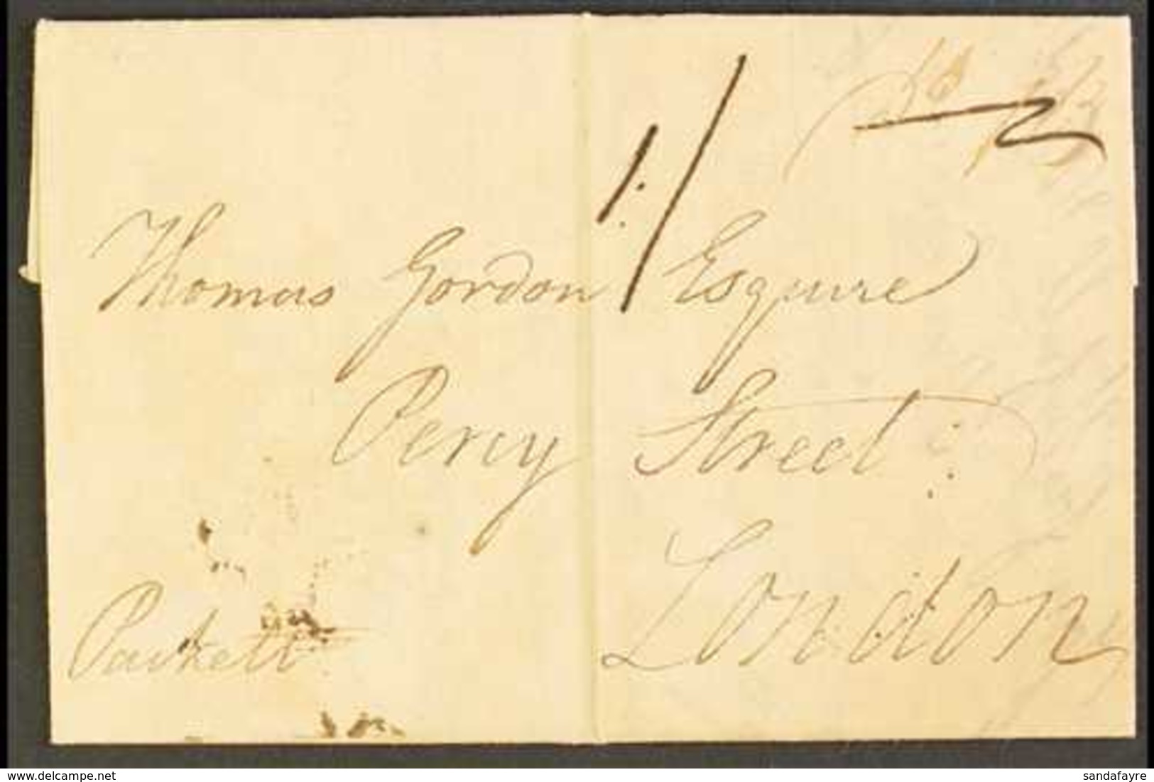 1796 ENTIRE McLAUREN GILLIES LETTER FROM MONTEGO BAY RE. MADEIRA WINE  (May) Letter To Thomas Gordon In London, Showing  - Jamaica (...-1961)