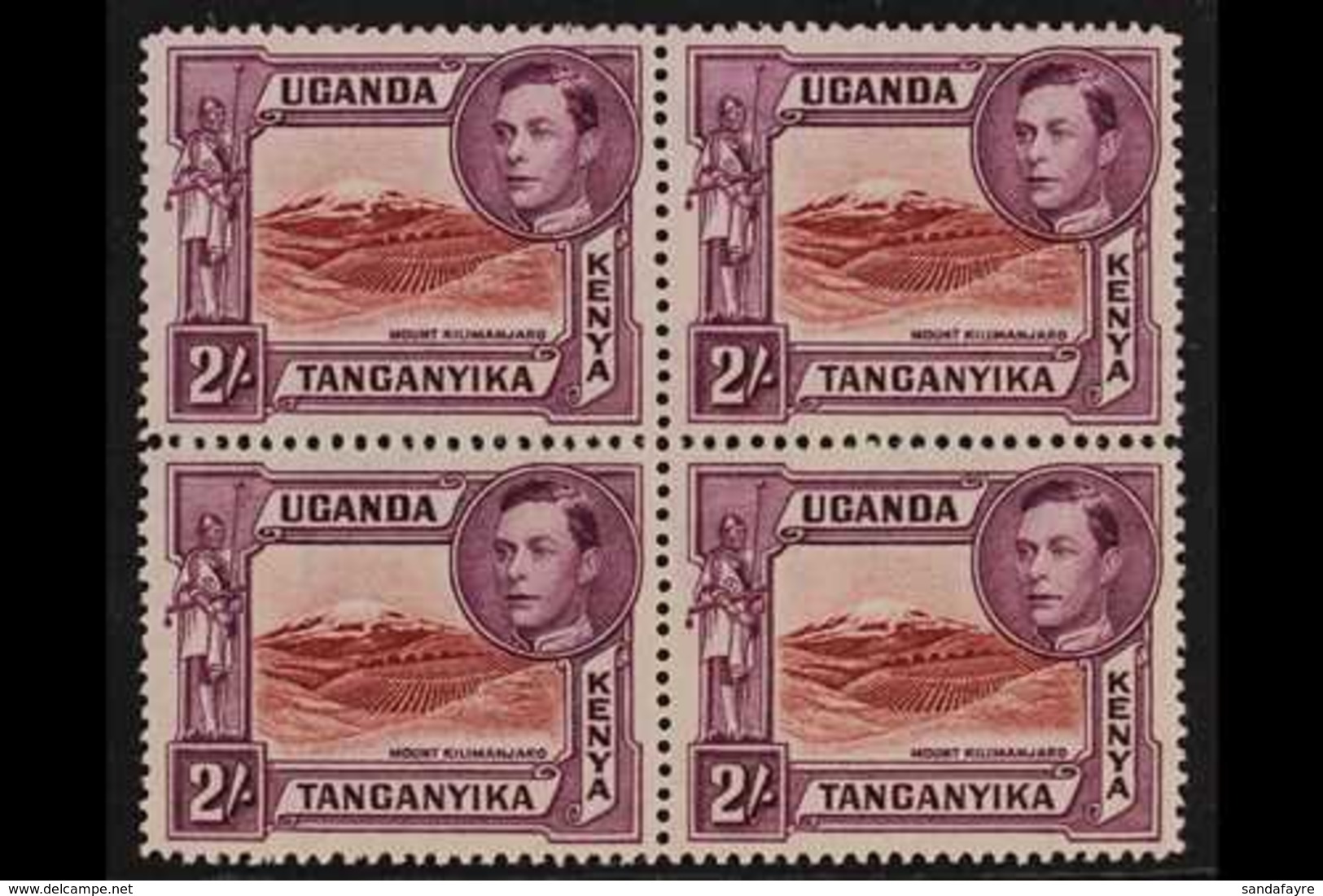 1938  2s Lake Brown And Brown Purple, Perf 14, Geo VI, SG 146a, Superb Never Hinged Mint Block Of 4. For More Images, Pl - Vide