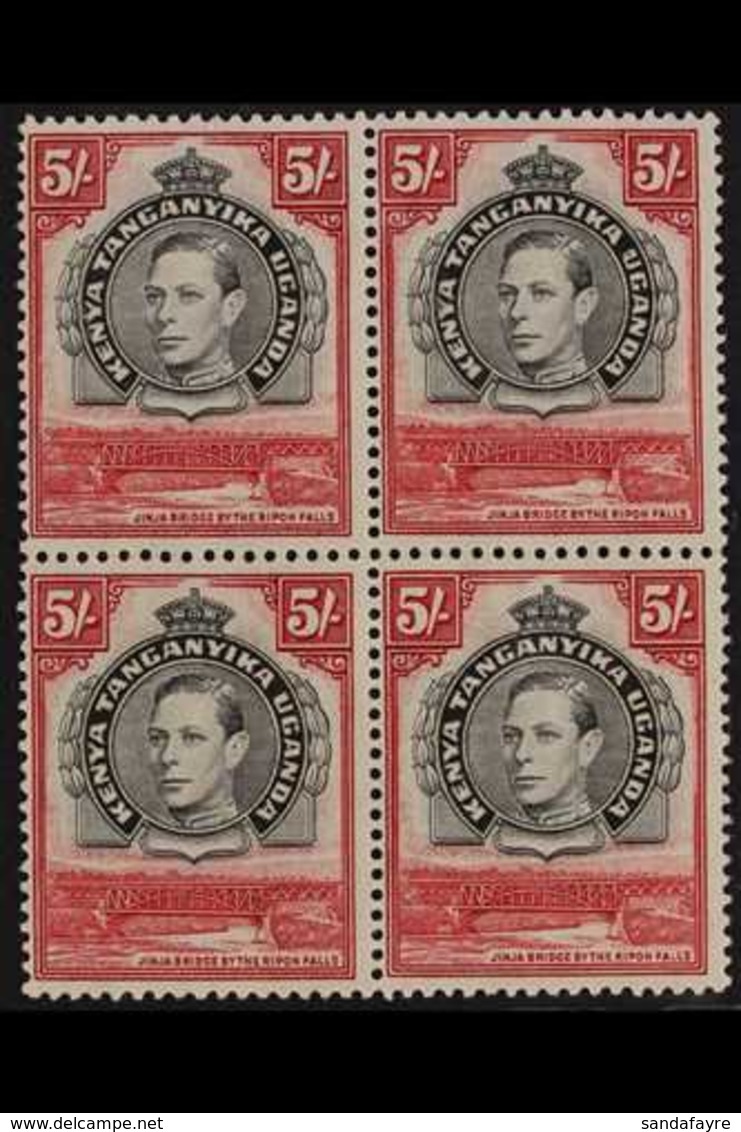 1938  5s Black And Carmine, Perf 13¼ X 13¾, SG 148b, Superb Never Hinged Mint Block Of 4. For More Images, Please Visit  - Vide