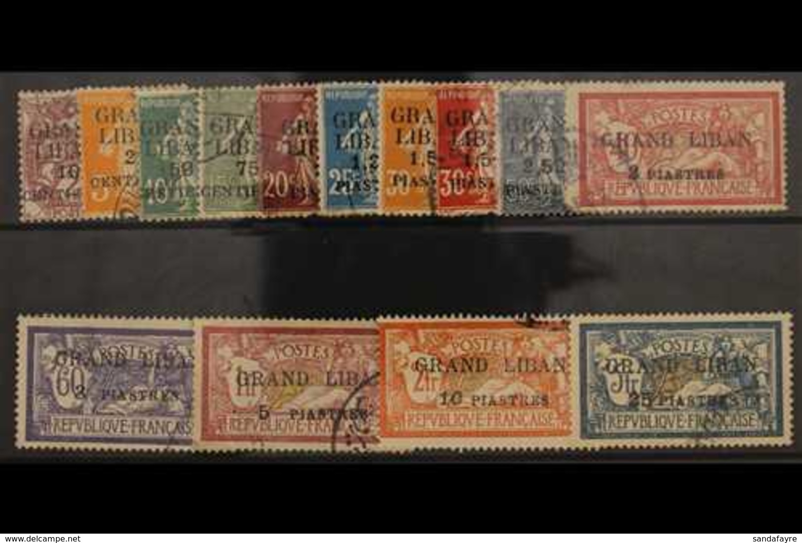 1924  French Language Surcharge Set Complete, SG 1/14, Very Fine Used. (14 Stamps) For More Images, Please Visit Http:// - Libanon