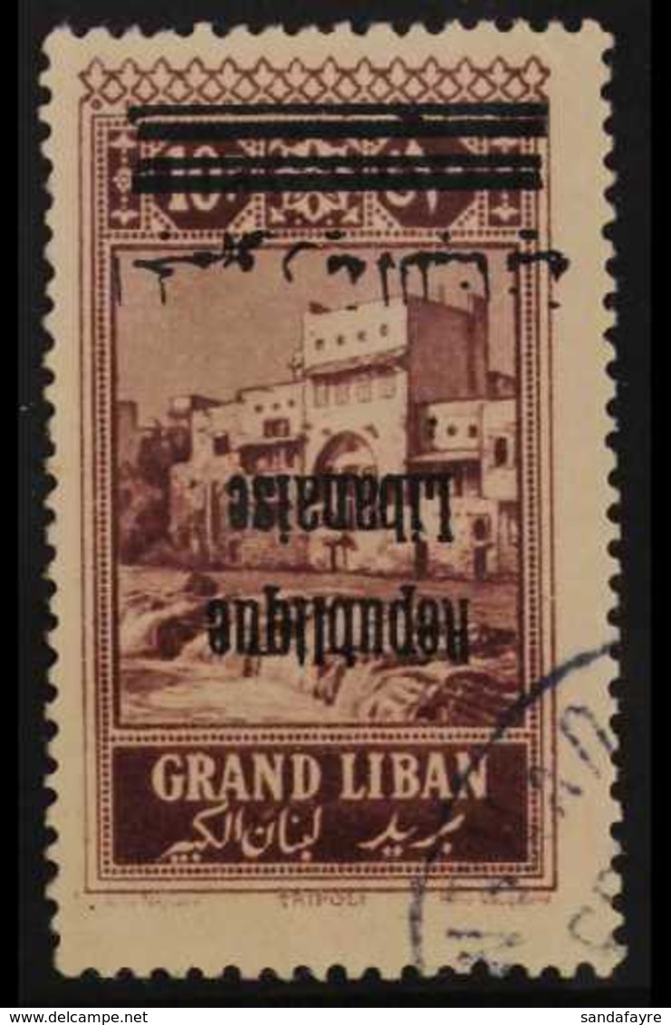 1928  10p Plum Variety "entire Ovpt Double", SG 134a. Fine Used. For More Images, Please Visit Http://www.sandafayre.com - Libanon