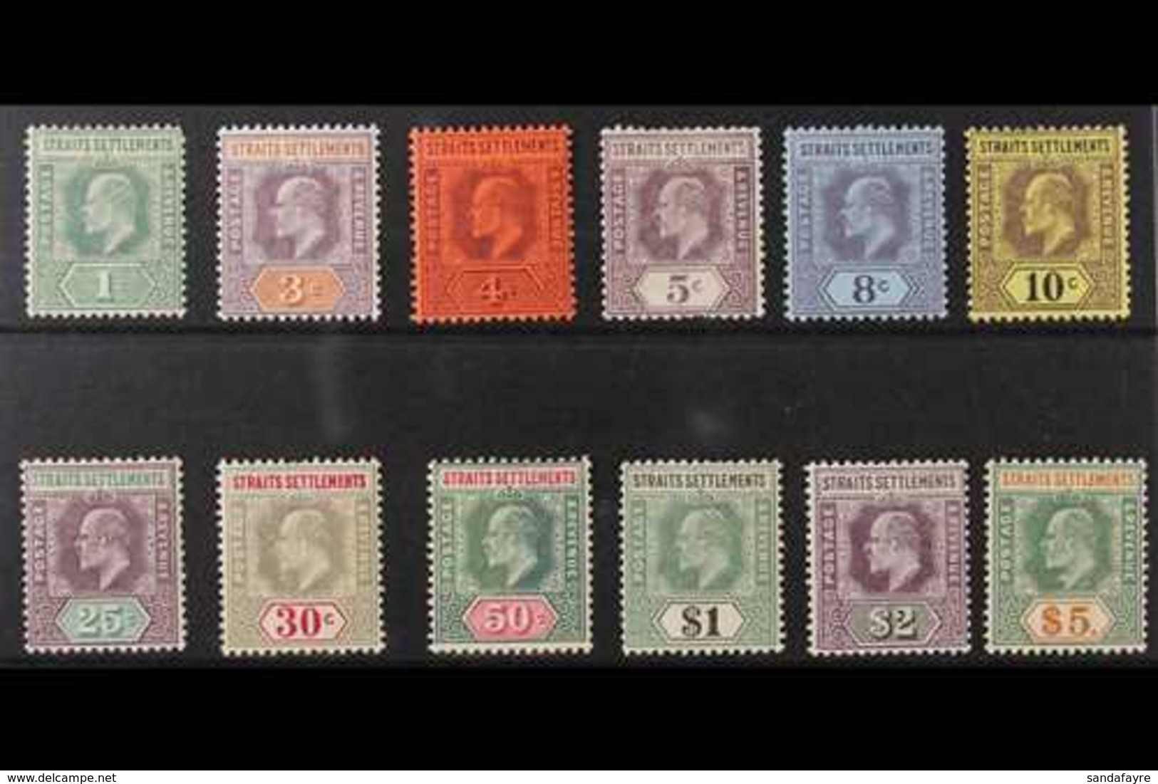 1902  Ed VII Set Complete To $5, Wmk CA, SG 110/121, Fine To Very Fine Mint. (12 Stamps) For More Images, Please Visit H - Straits Settlements