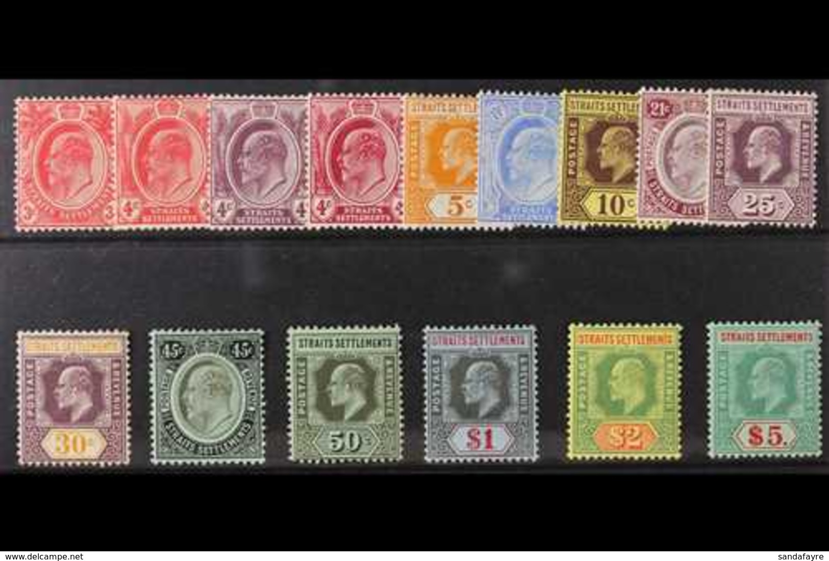 1906  Ed VII New Colours Set Complete To $5, Wmk MCA, SG 153/67, Very Fine Mint. (15 Stamps) For More Images, Please Vis - Straits Settlements