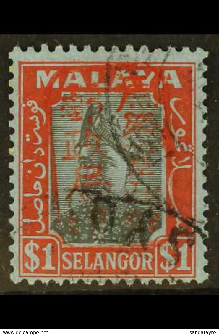 GENERAL ISSUES  $1 Black And Red On Blue Of Selangor Ovptd Single Line Chop In Red, SG J221a, Very Fine Cds Used. For Mo - Sonstige & Ohne Zuordnung