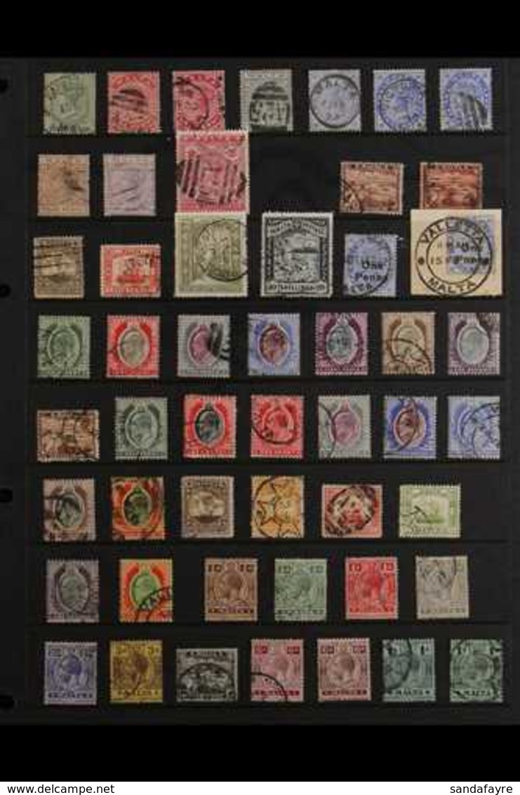 1885-1935 ALL DIFFERENT USED COLLECTION  Nicely Represented For The Period. Note 1885-90 Set Plus 1d And 2½d Additional  - Malta (...-1964)