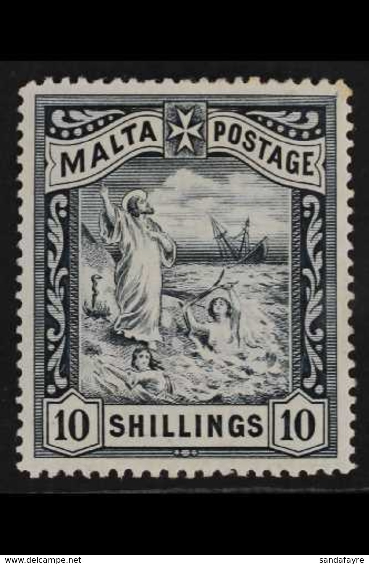 1899-1901  10s Blue-black, Watermark Crown CC, SG 35, Fine Mint. For More Images, Please Visit Http://www.sandafayre.com - Malta (...-1964)