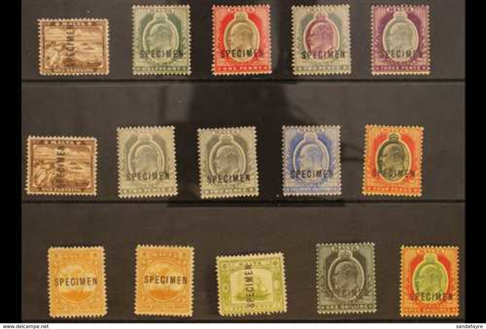 1903-1911 "SPECIMEN" OVERPRINTS  KEVII Definitive (wmk Crown CA And Mult Crown CA) Range To 5s Covering Most Values, Fin - Malta (...-1964)