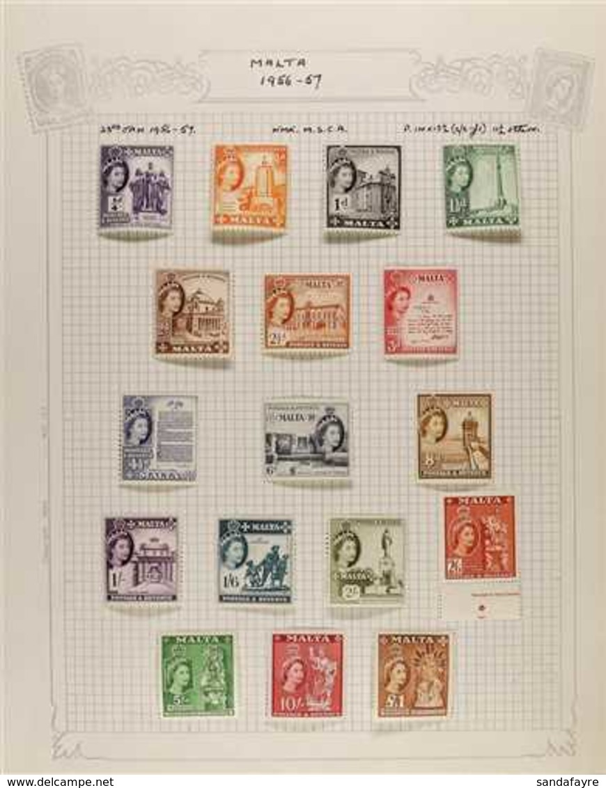 1956-1969 COMPLETE SUPERB MINT COLLECTION  On Leaves, All Different, Includes 1956-58 Pictorials Set, 1965 Defins Origin - Malta (...-1964)