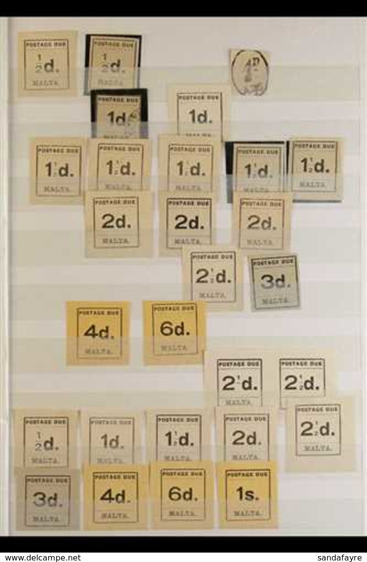 POSTAGE DUES  1925-93 MINT & USED ACCUMULATION - Includes 1925  All Mint Values To 1s Plus 2½d Pair With Missing "2" In  - Malta (...-1964)