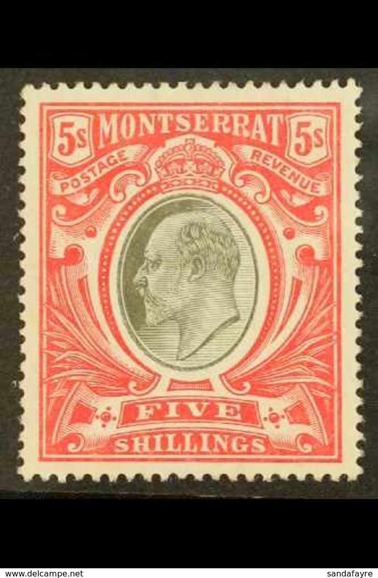 1903  KEVII 5s Black And Scarlet, Wmk Crown CC, SG 23, Very Fine Lightly Hinged Mint. For More Images, Please Visit Http - Montserrat