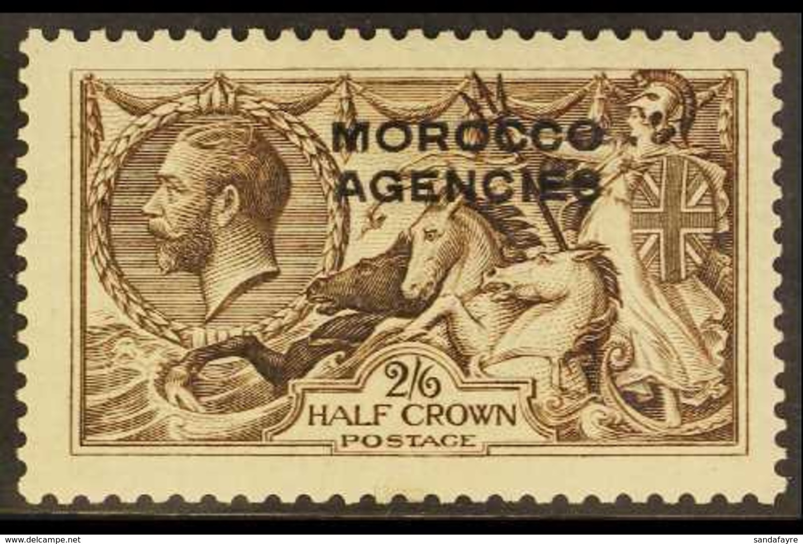 BRITISH CURRENCY  1914 2s 6d Sepia-brown Seahorse, "OVERPRINT DOUBLE - ONE ALBINO" Variety, SG 50b, Very Fine Mint. For  - Sonstige & Ohne Zuordnung