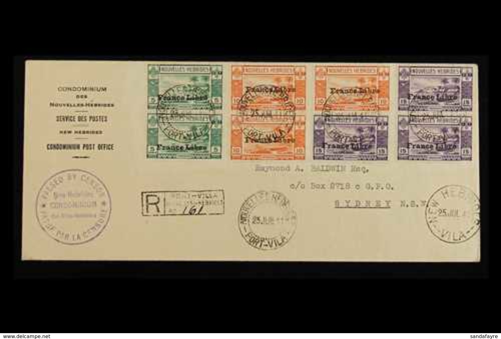 FRENCH  1941 (25 July) Registered Censored Printed 'Service De Postes' Envelope Addressed To Sydney, Bearing 1941 5c (x2 - Sonstige & Ohne Zuordnung